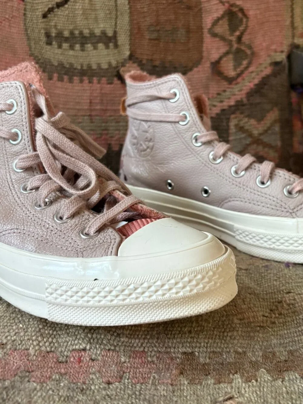 Upcycled Floral High-Top Sneakers | Hand-Embellished Converse Shoes | Women’s 8